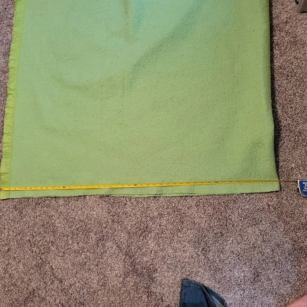 1950s vintage warm wooly bed blanket, pure wool blanket w/ satin binding